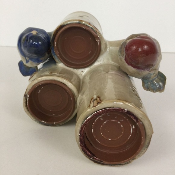 Vintage Birds on Tree Branches Figurine Candle Holder Triple Vase Glazed Ceramic - Picture 8 of 9